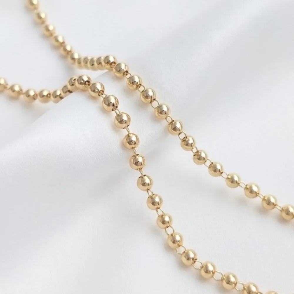 

14K Gold Color Bead Chain 3mm Round Bead Chain Handmade Loose Chain DIY Bracelet Necklace Jewelry Accessories Material