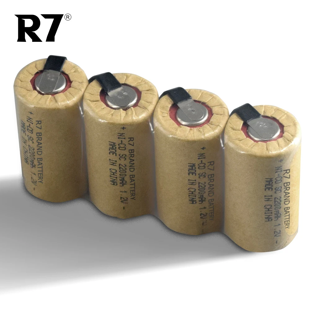 R7Brand wkrętarko-wiertarka elektryczna SC baterie 1.2V 2200mah Sub C ni-cd akumulator Battey z zakładką elektronarzędzia NiCd SUBC Cells