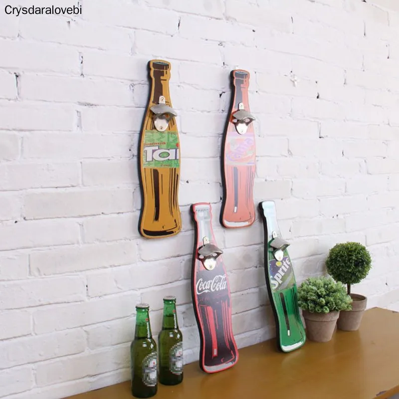 Creative Wine Bottle Shape Opener Quality Retro Practical Multi-Scene Wall-Mounted Decorative Bottle Open Wooden Kitchen Tools