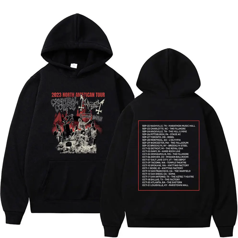 Mayhem Tour Graphic Hoodie Darkthrone Sweatshirt Men Women Classic Death Black Metal Rock Streetwear Male Fleece Cotton Hoodies