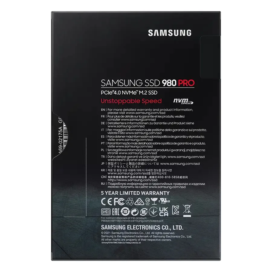 SAMSUNG-disco interno de estado sólido SSD 980 PRO, Original, 500GB, 1TB, 2TB, PCIe Gen 4,0x4, M.2 2280, para ordenador portátil y de escritorio