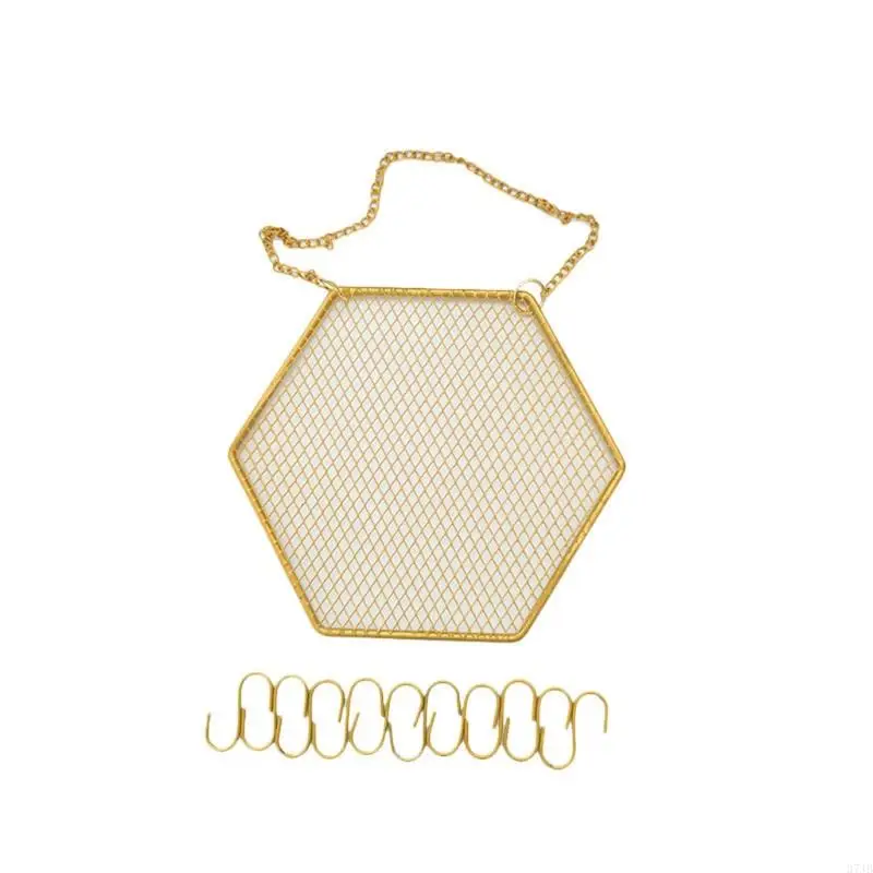 

37JB Convenient Earring Wall Holder Hexagon Wall Mounted Hanging Jewelry with Hooks