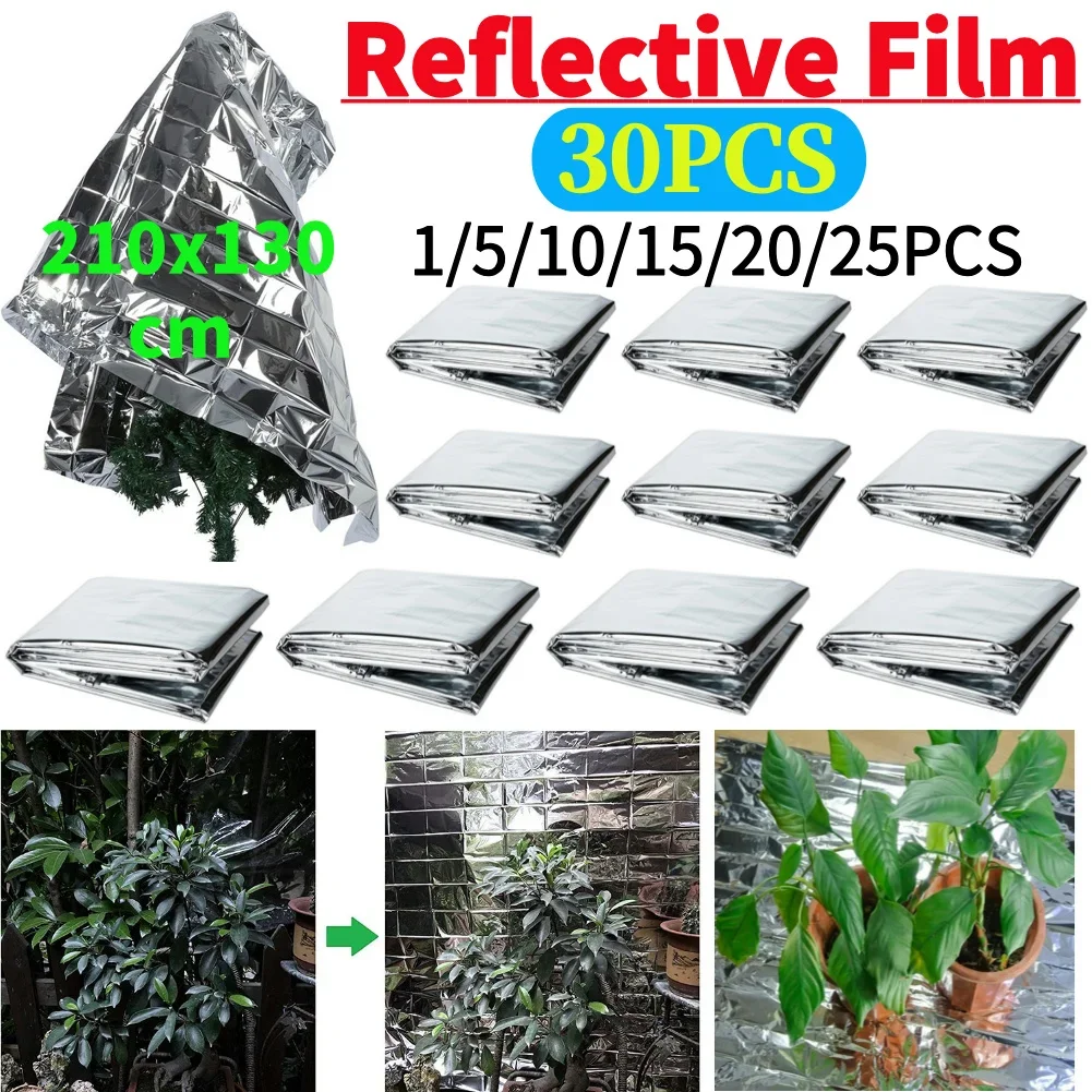 1-30Pcs 210x130cm Silver High Reflective Polyester Film For Planting Tent Room Garden Greenhouse Agriculture Promoting Growth