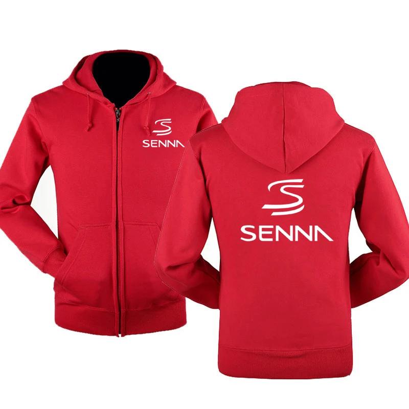 Spring Autumn Sweatshirt Ayrton Senna Print Hoodies Men Streetwear Fleece Zipper Hooded Jacket Hip Hop Harajuku Tracksuit