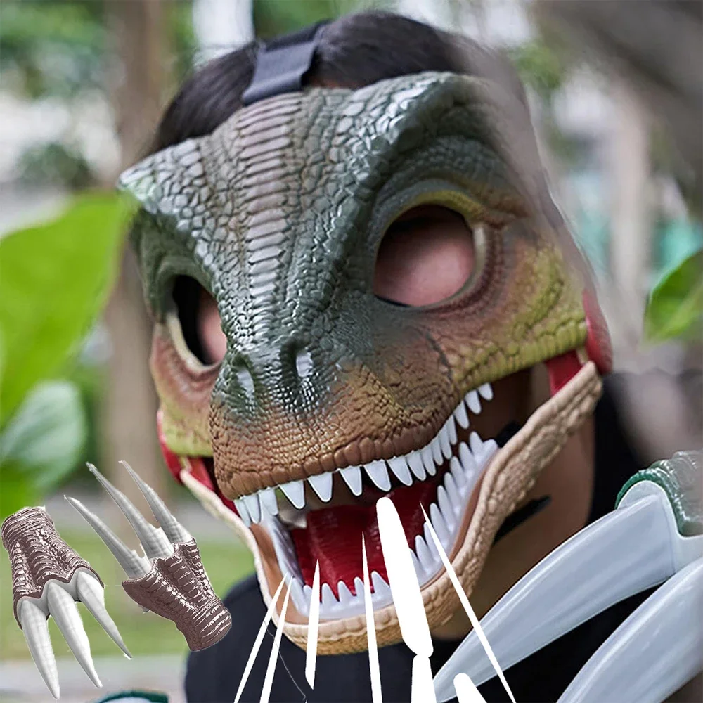 Funny Dinosaur Mask Dino Mask with Dinosaur Scream Lifelike Dinosaur Mask Headwear Raptor Dinosaur Mask Party Cosplay Props