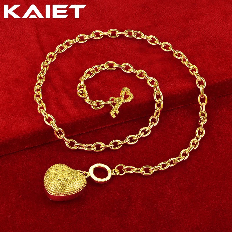 

KAIET 925 Sterling Silver Heart Pendant Key Chain Necklace Plated With 18K Gold Wedding Party For Women Charm Fine Jewelry