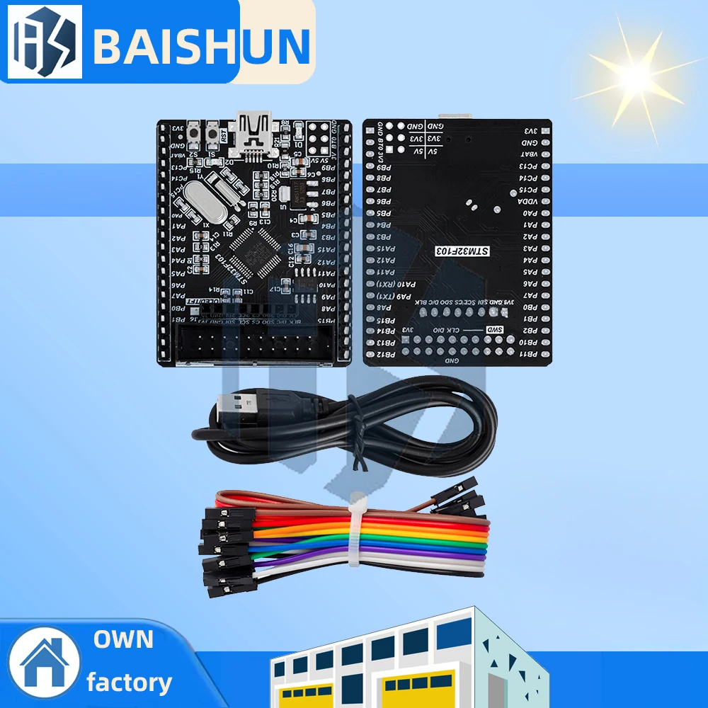 ‌ Placa de evaluación STM32F103C8T6 Cortex-M3 – MCU ARM de 72 MHz con flash de 64 KB, USB 2.0, CAN y control de motor PWM |   Enlace ST integrado