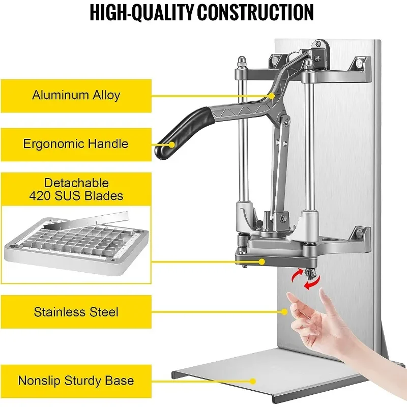 Commercial French Fry Cutter with 1/2″ 1/4″ and 3/8″ Blade Easy Dicer Chopper 6/8-wedge Slicer Lemon Potato Cutter
