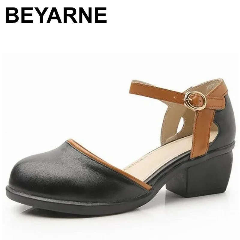 

Женские сандалии-гладиаторы, летние стильные повседневные сандалии из 100% натуральной кожи, женская обувь на платформе и толстом каблуке