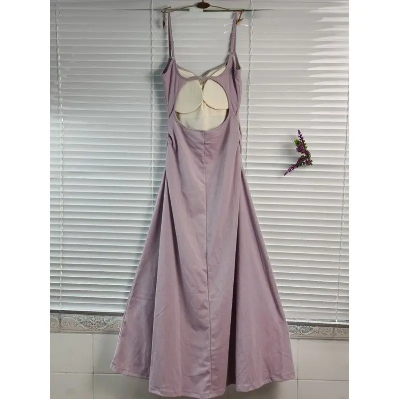 

Versatile Atmosphere, Twisted Back Design, Camisole Skirt, Women'S Summer Pleated, Detachable Cup Camisole Dress