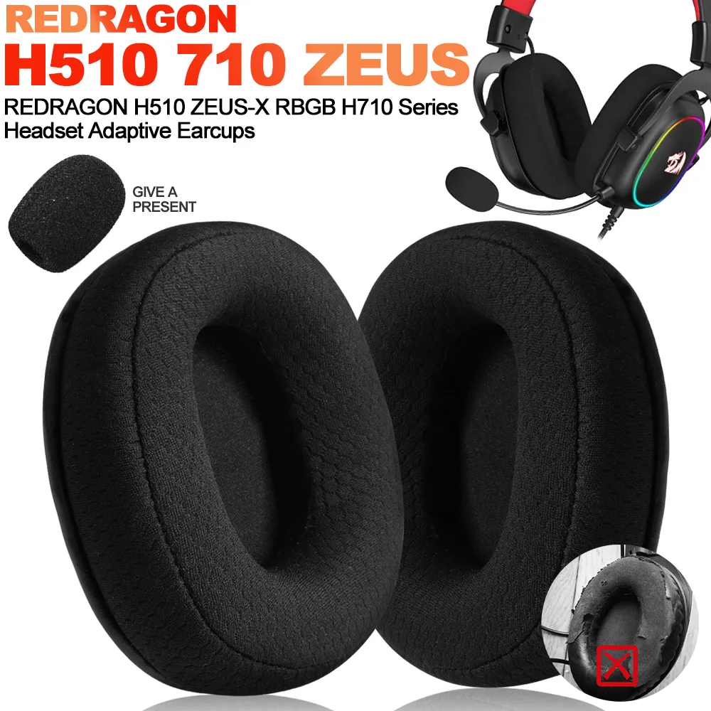 Earphone pads For REDRAGON H510 710 ZEUS-X RGB replacement Earpads headphones Earmuffs Soft cloth Memory Covers Sponge  Protein