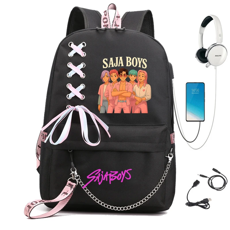 

KPop Demon Hunters Anime Woman Backpack Usb Travel Rucksack Large Waterproof Back Pack Mochilas Mujer School Bags for Kids Girls