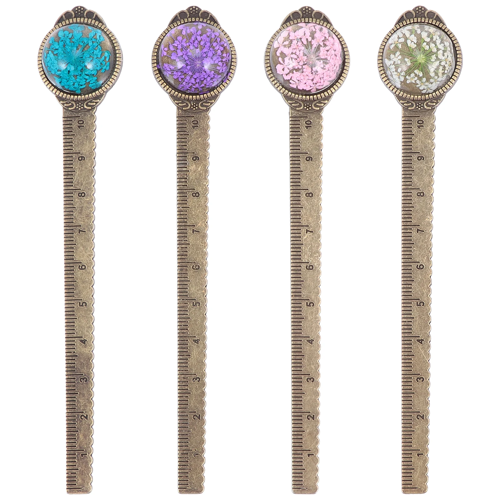 

4 Pcs Desktop Metal Bookmark Office Decor Alloy Retro Page Marker Ruler Bookmarker