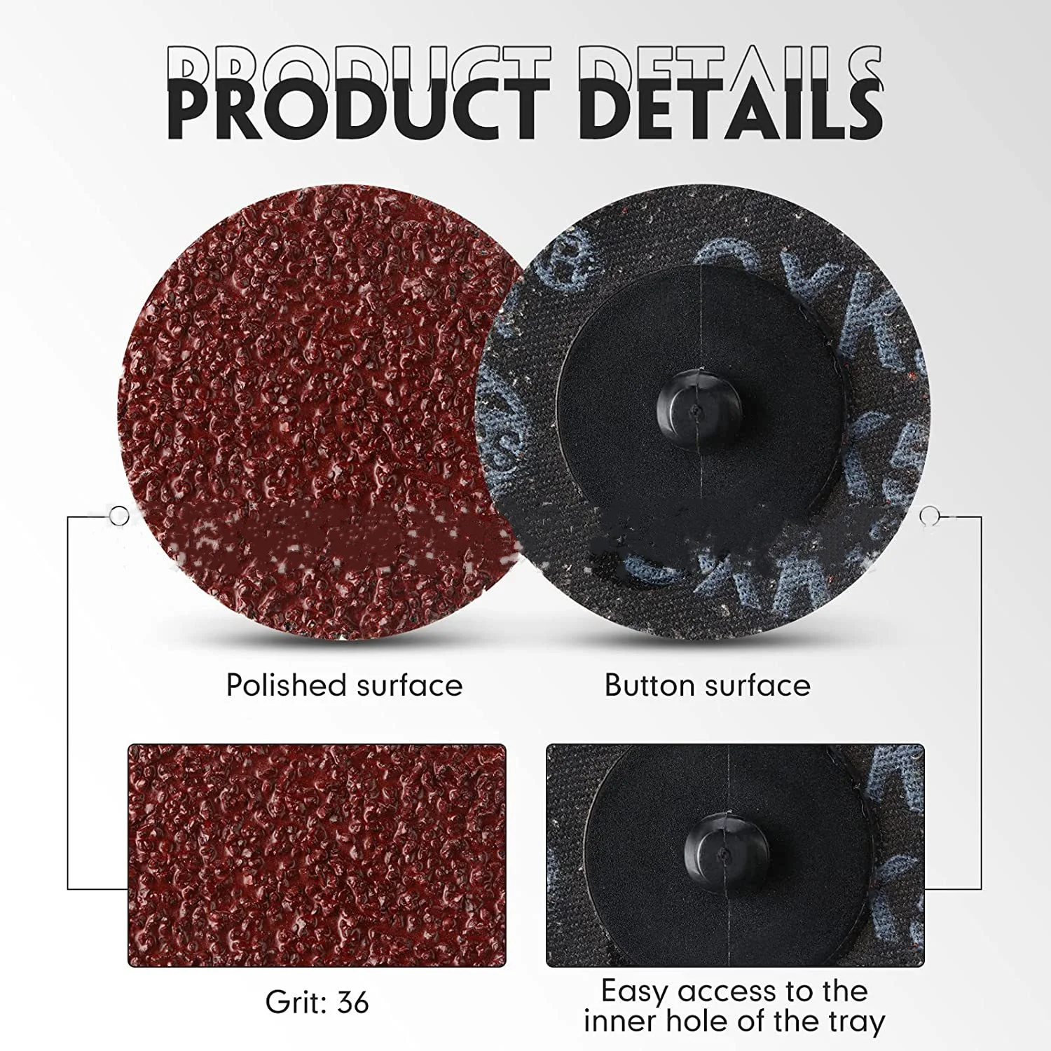 Kit de discos de cambio rápido tipo R, bloqueo enrollable de 1 ", 25mm, disco de lijado de grano de 36-240, accesorios para amoladora acondicionamiento de superficie de Metal