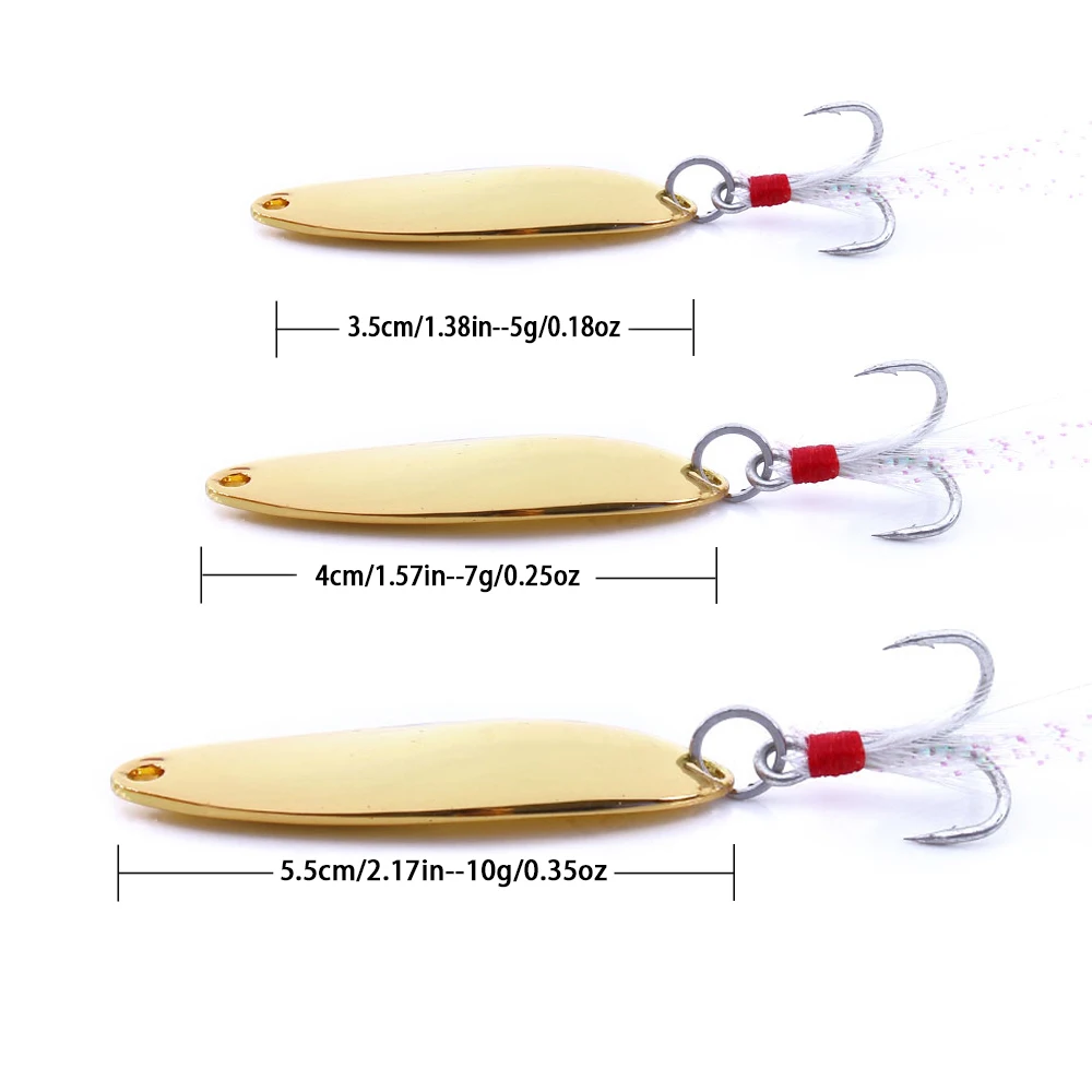 Cucharas metálicas con anzuelo triple emplumado para lucio, trucha y perca - imagen 3