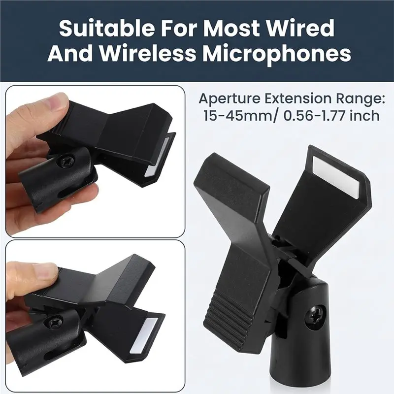 [LXYA68Z!] Adjustable Mic Clips(12 Pack) For Stand Sets-Mic Holders With Adapters Ideal For Stage, Studio& Podcasting