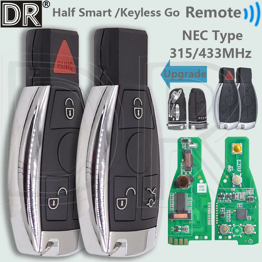 DR Upgrade NEC 315/433MHz Car Remote Key For Mercedes Benz A B C E S Class W203 W204 W205 W210 W211 W212 W221 03-08 Version