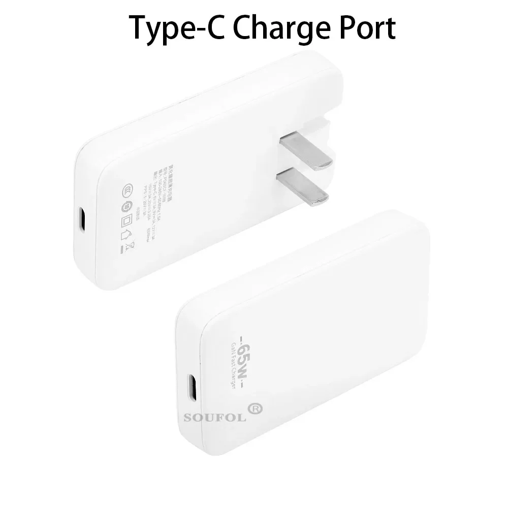 GaN Charger 65W Type C Ports Fast Quick Charging Charger Mobile Phone Type C Wall Adapter for For iPhone Xiaomi Huawei