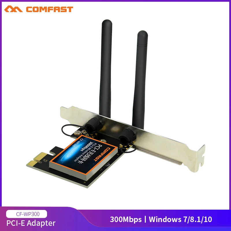 

300Mbps High Speed PCI-E Wireless Adapter 802.11n Desktop WiFi Receiver and Transmitter with 2*3dBi Antenna for Win7/8/10/11