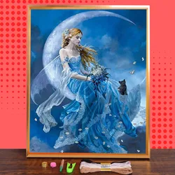 Fantasia luna ragazza stampata 11CT punto croce Kit ricamo fai da te DMC fili pittura artigianale lavoro fatto a mano Mulina Magic