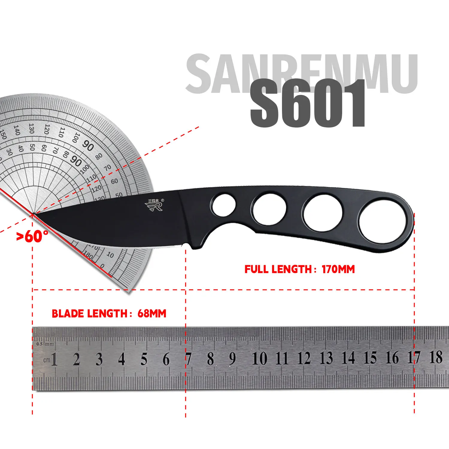 SANRENMU-Faca de Sobrevivência Tática, Lâmina Fixa, Camping, Caça, Sobrevivência Facas de Cozinha, Ferramenta, Edc K Bainha, 7130, 8cr13, S601