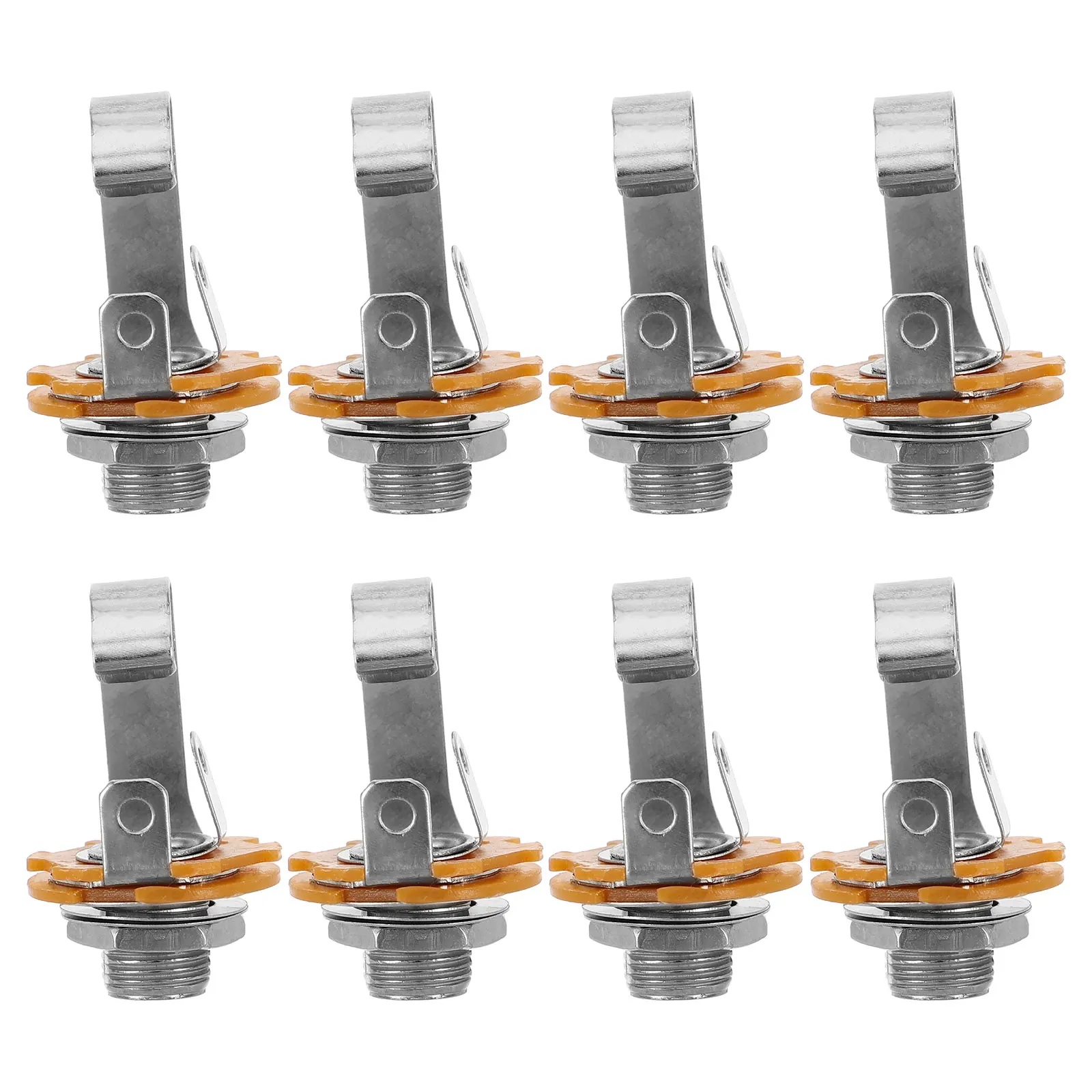 

8 PCS Audio Socket 6.35mm Panel Guitar Mount Microphone Stainless Steel Jack for Cable