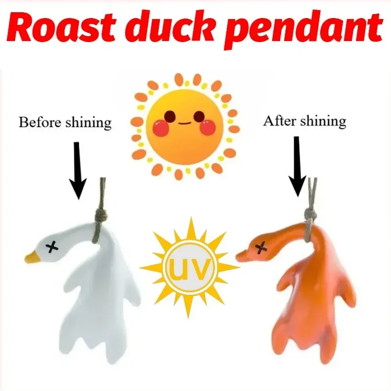 1/2PCS Color-changing roast duck pendant, UV sensor, keychain pendant, car pendant that changes color when exposed to sunlight