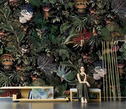 American animal 3d wallpaper, background wall, TV wall paper, French bedroom, dining room, retro mural papel de parede
