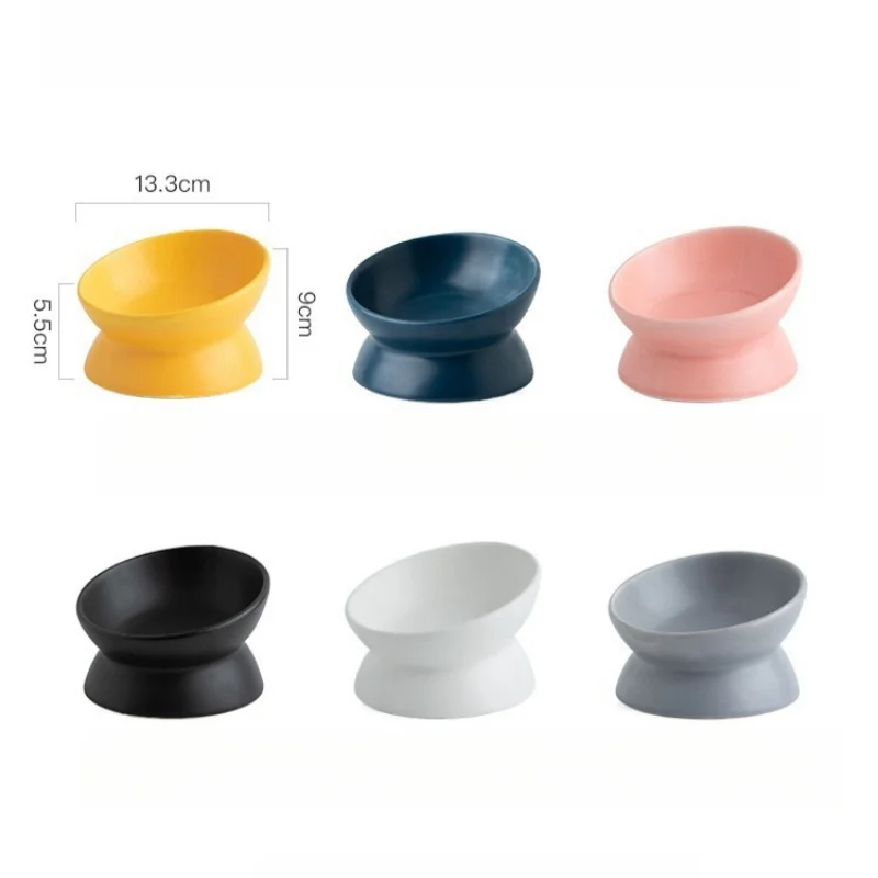 Elevated Cat Bowls Small Dog 15° Tilted Raised Food Feeding Dish Ceramics Stand Feeder for Cats and Puppy 6 Colors view 5