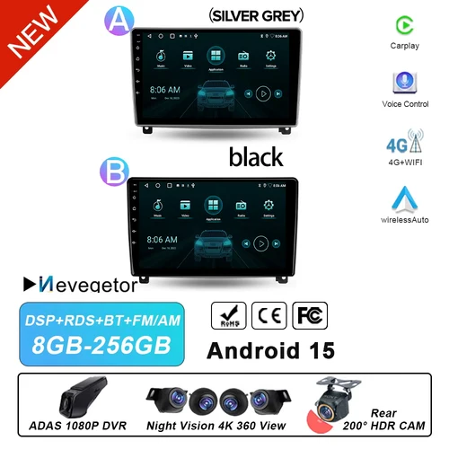 プジョー407 1 2004-2011用カーラジオ,メディアプレーヤー,ビデオ,GPSナビゲーション,ステレオ,wifi,4g,CarPlay,2dinなし,DVD