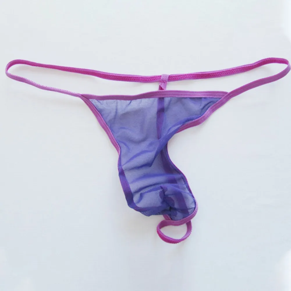 Men Liquid Stretch Thong Ultra-Thin Underwear For Hot Man See-through Mesh Gay Sissy Pouch Cut G Strings Summer Men's Panties view 5