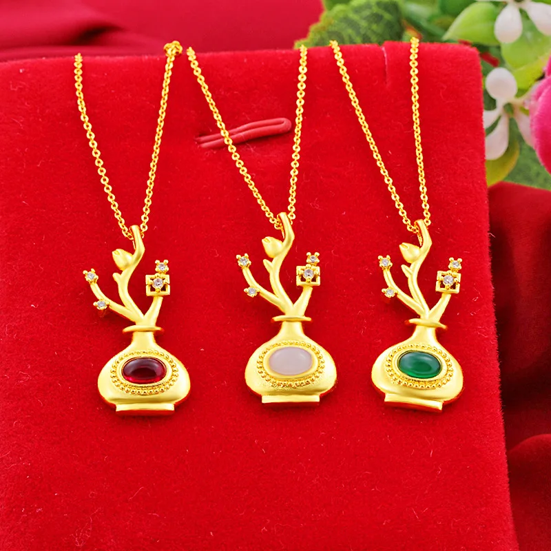 

Pure Gold Warmth Gourd Jade Pendant Fortune Necklace Pendant For Women 24K Gold AU999 | Delicate texture, soft luster