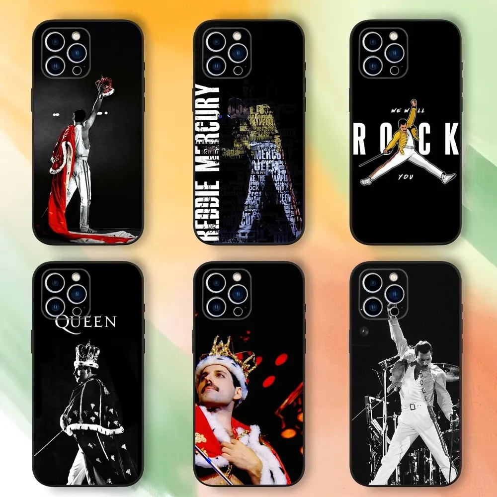 F-Freddie M-Mercury Queen Phone Case For iPhone 16,15,14,13,12,11 Plus,Pro Max,XS,X,XR,SE,Mini,8,7，Soft Silicone Black Cover