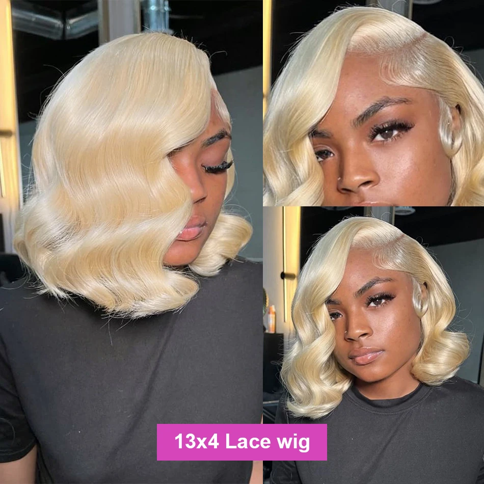 Brazilian Short Bob 613 Honey Blonde Body Wave 13x4 13x6 Transparent HD Lace Front Human Hair Wig 250 Density Bob Wigs For Women