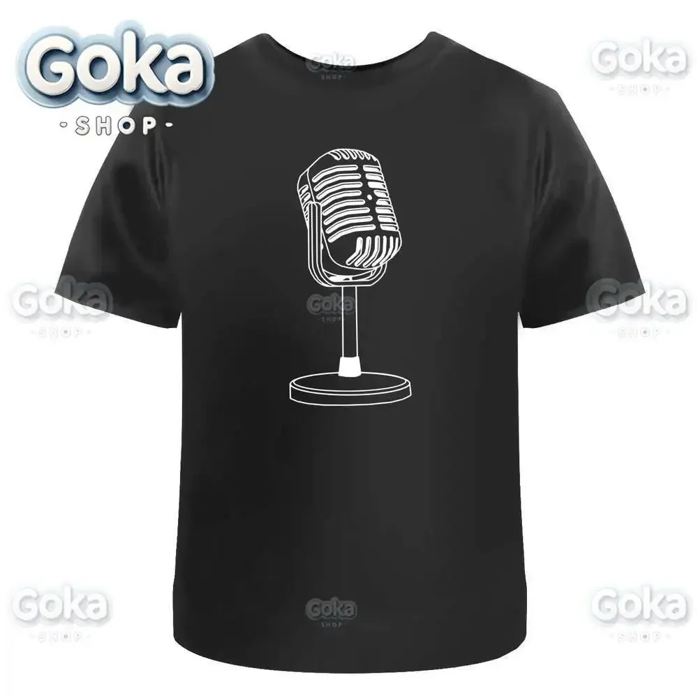 

Retro Microphone Graphic T Shirts Mens Clothing New in Tops & Tees Cotton Women Printed T-shirt Y2K Clothes Cute Funny Tshirt