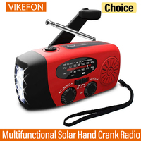 Multifunctional Solar Hand Crank Radio FM AM WB NOAA Weather Radio 2000mAh USB Charging Emergency LED Flashlight Power Ban