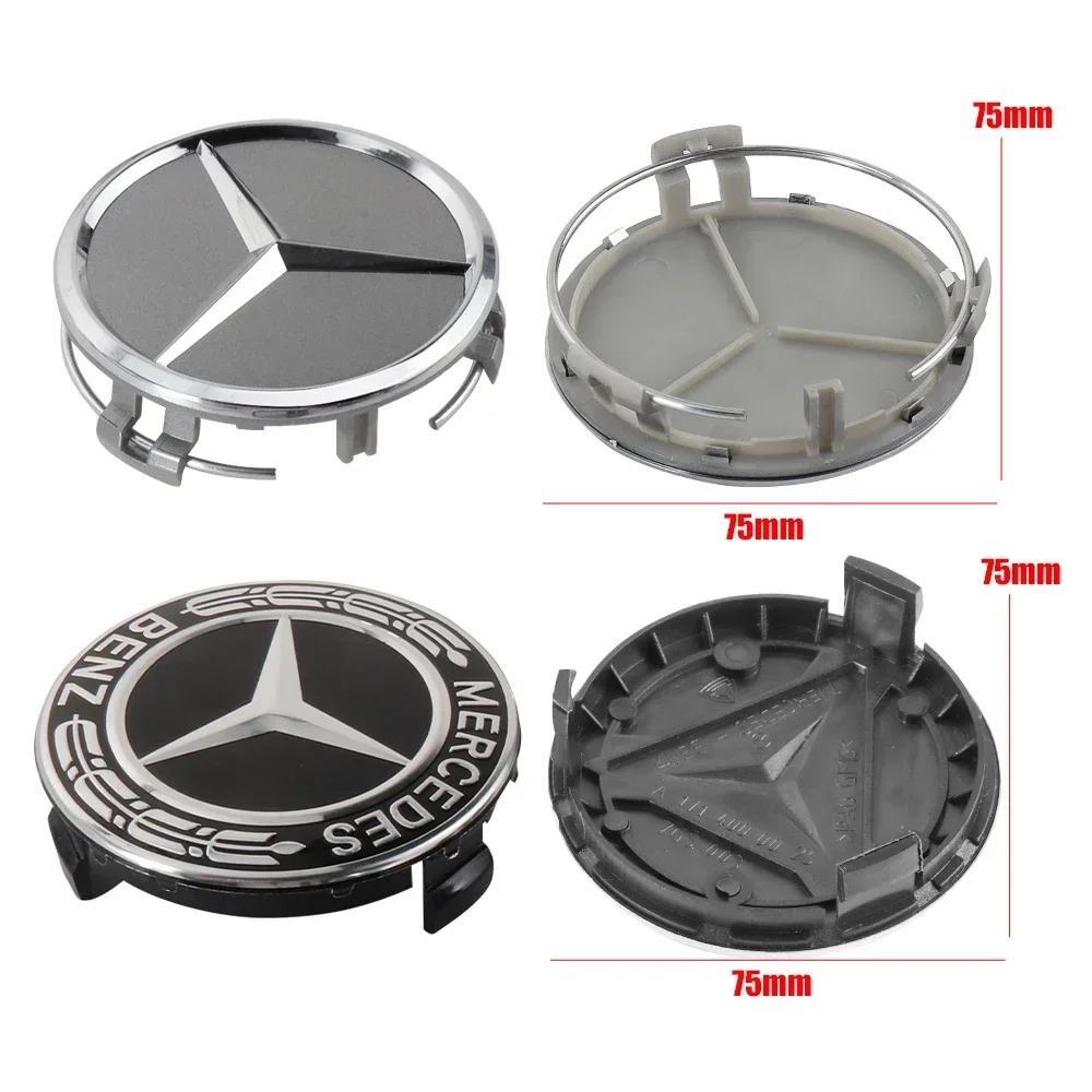 4pcs 75mm Aluminum Car Logo Wheel Center Hub Caps Decorative Accessories for Mercedes Benz W204 W205 W211 Amg W212 W21 C260 E300