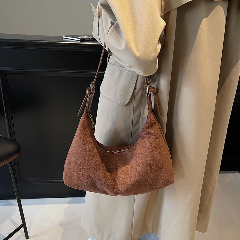 ปีนี้ HoboBag ใหม่ขี้เกียจสไตล์ Retro ไหล่เดี่ยวใต้วงแขนกระเป๋า Minimalist Tote กระเป๋าขนาดใหญ่ความจุกระเป๋าเดินทางสําหรับสตรี