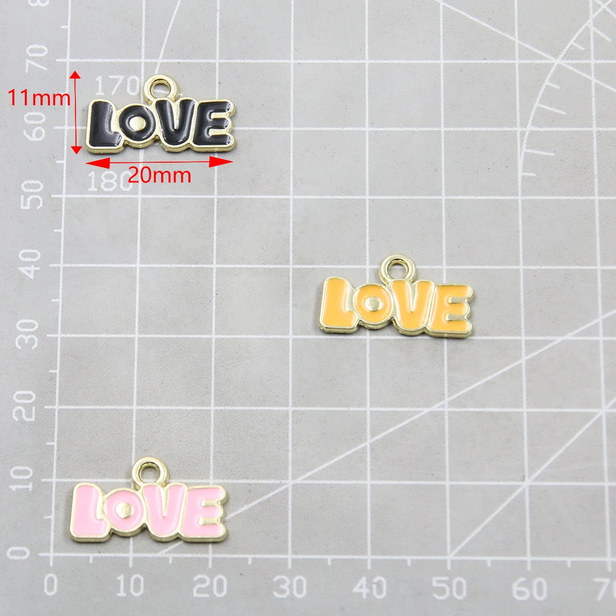 10Pcs 8 Color 11x20MM Alloy Metal Drop Oil Valentine's Day Charm Letter LOVE Pendant For Enamel DIY Bracelet Jewelry Making