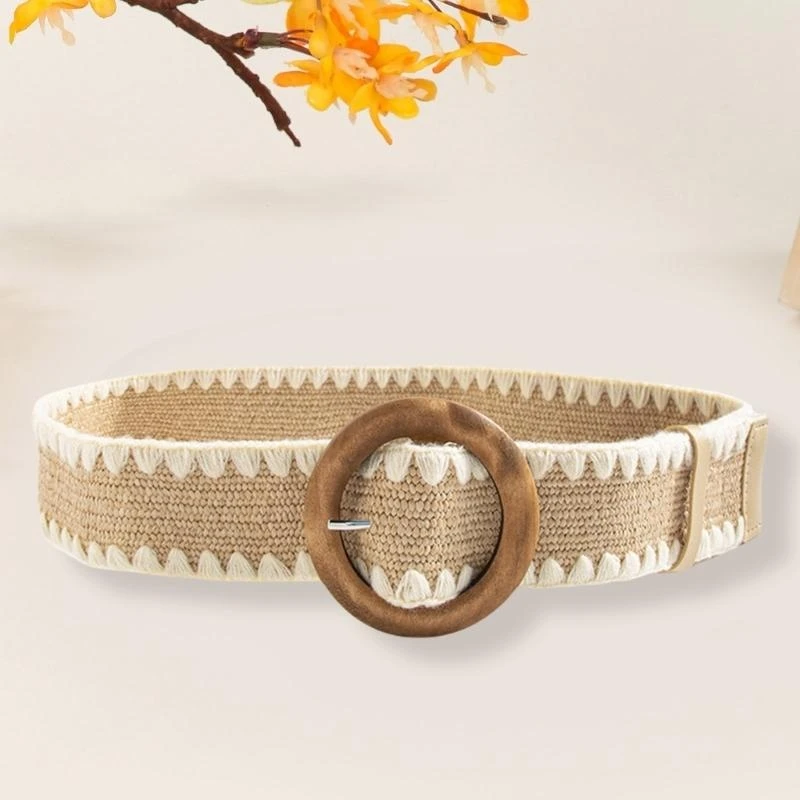 

652F Handwoven Waistband Durability Woven Belt Soft Comfortable Belt Trendy Female Belt for Dresses and Jeans