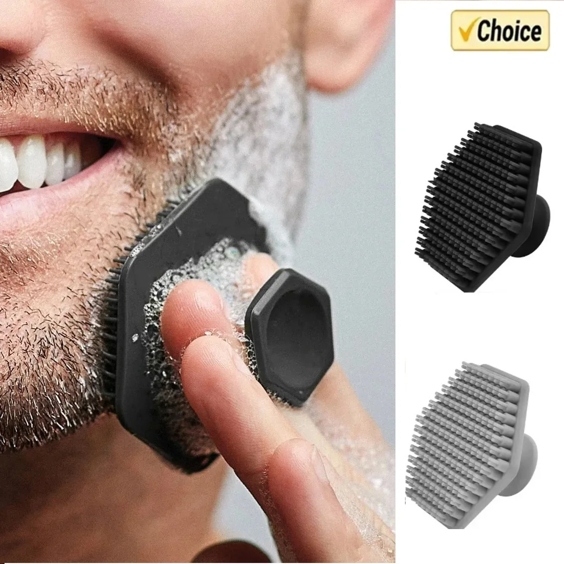 Scrub in silicone da uomo con cuscinetto per massaggio, spazzola per strumenti per la cura della barba inodore e delicata utilizzata per la pulizia quotidiana degli uomini