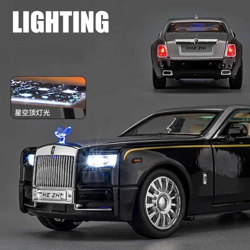 Rolls Royce Phantom ain Modelo de Carro Alloy, Diecasts, Veículos de Brinquedo, Modelo de Carro Leve e Som, Puxar, Brinquedos Infantis, Presentes, 1:24