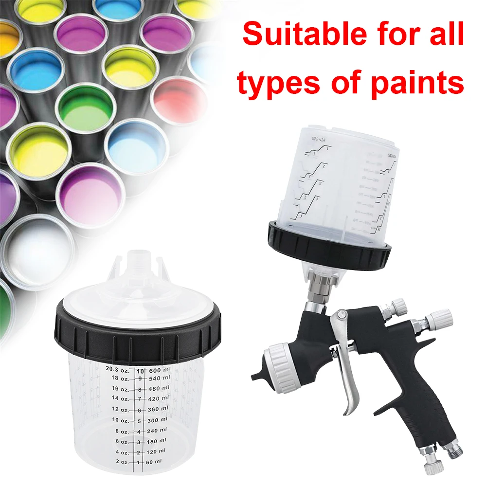 Paint Mixing Cup System 20 Ounce 600ml Kit Disposable 1 Hard Cup with Retainer Ring 20 Plugs 50 Cups and Lids System