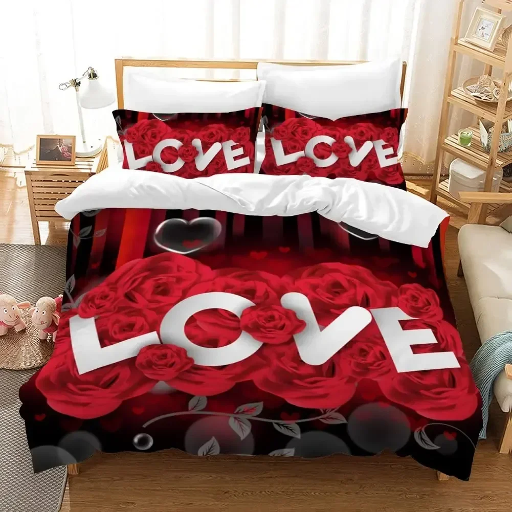 

Rose Flower Valentine's Day Mother's Day Daily Comfortable Duvet Cover Pillowcase Bedding Set Children Bedroom Home Textile
