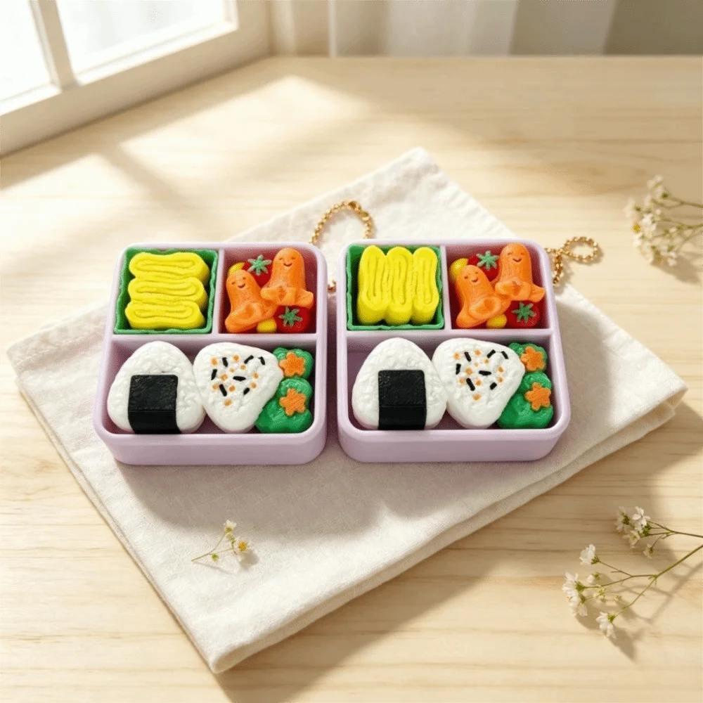 Finger Button Clicker Keychain Sushi Clicker Sound Fidget Keychain Rice Ball Pendant Sushi Keyboard Keychain Keyring Gift