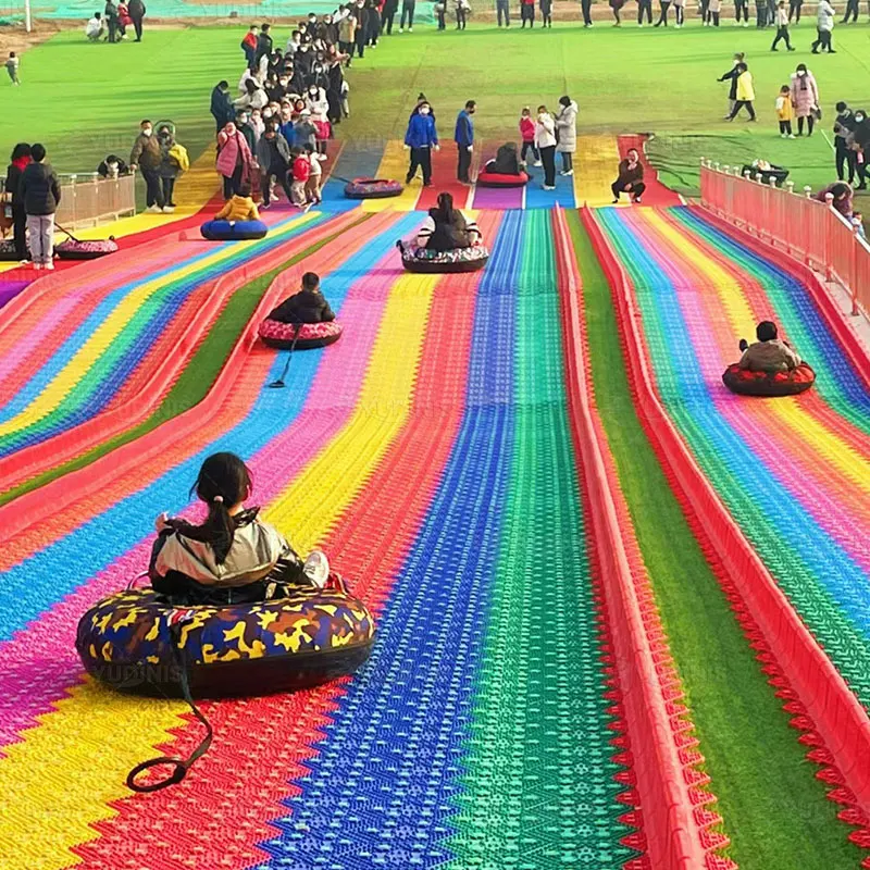 

Горка для развлечений на открытом воздухе, популярные семейные игры, красочные сухие детские пластиковые скользящие горки, привлекательные развлечения без электропитания, радужная горка