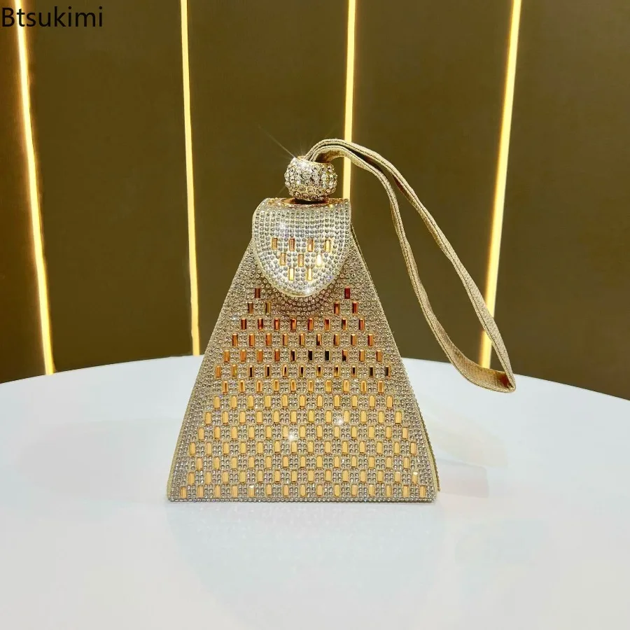 2026 Fashion Ladies Evening Bags Elegant Daily Casual Clutch Triangle Design Diamonds Party Dresses Bags Handbags Banquet Purses