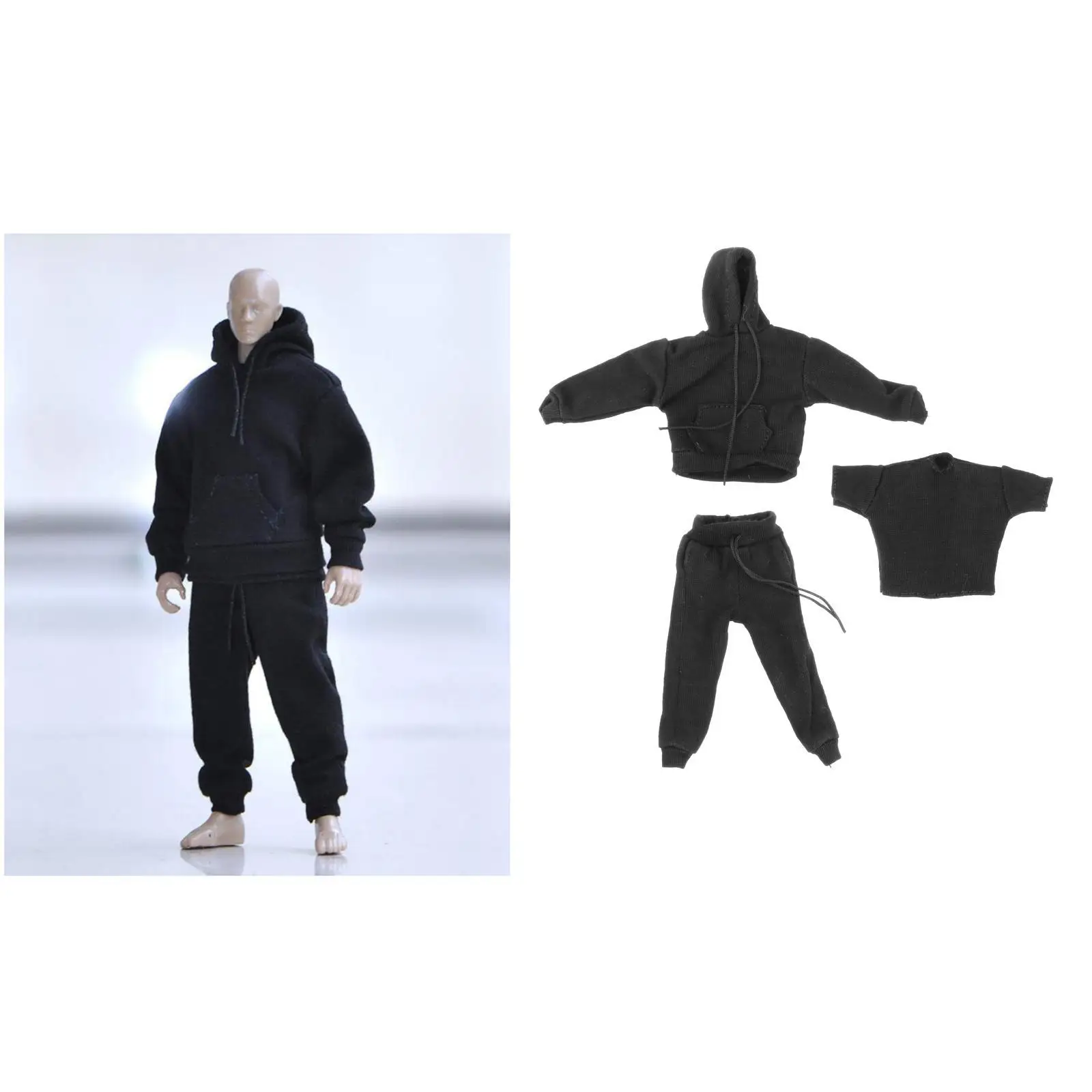 3x 1/6 Mans Sweatshirt Hosen Outfit für DID 2'' Actionfigur Kleidung