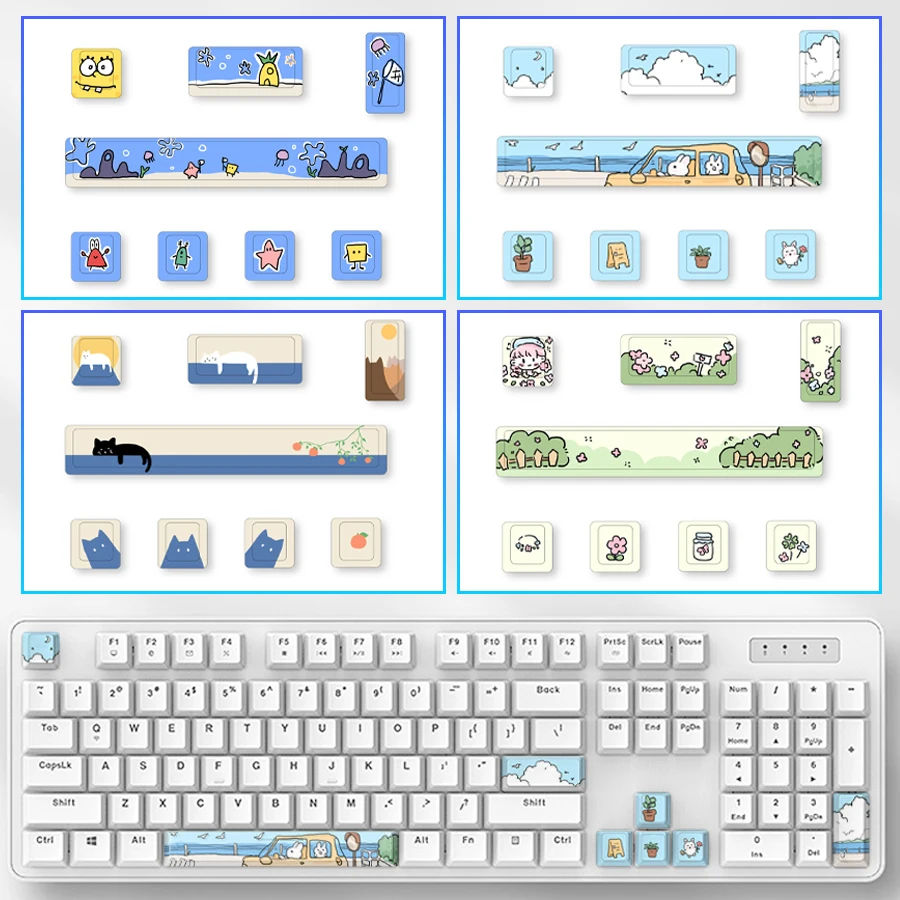 

Cute Theme Personalized Addition Key Cap Eight Piece Set with Five Sides of Thermal Sublimation Cherry High Mechanical Keyboard