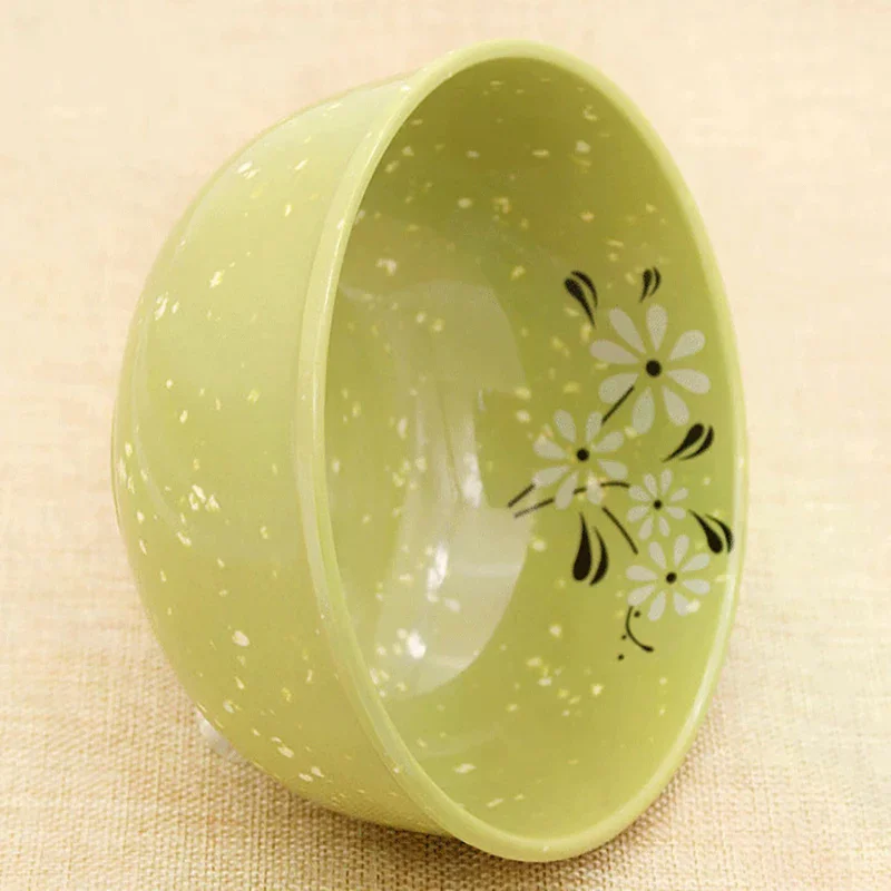 وعاء ميلامين مقاوم للكسر، أوعية سميكة لحساء الأرز على شكل زهرة، أوعية للوجبات الخفيفة، أدوات مائدة طعام بلاستيكية، أوعية صينية خضراء 4.5-8 بوصة